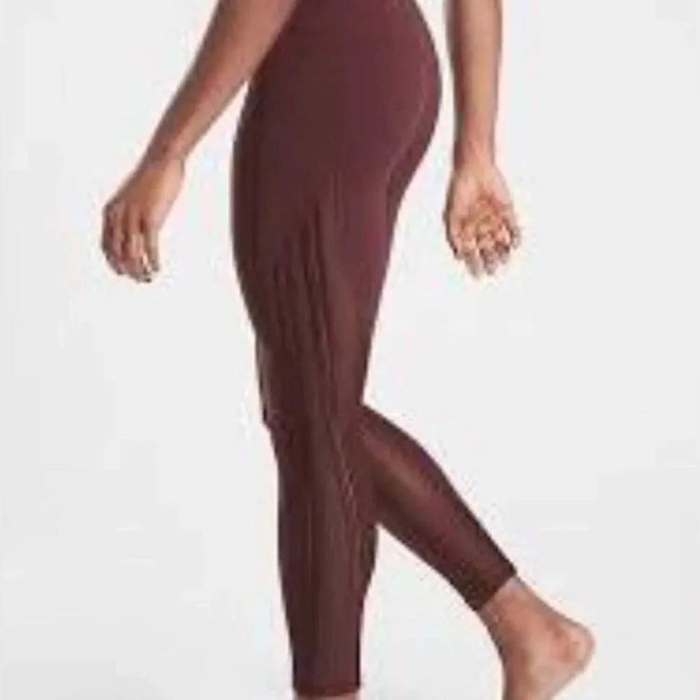 Athleta Shakti Mesh Cabernet Leggings Large